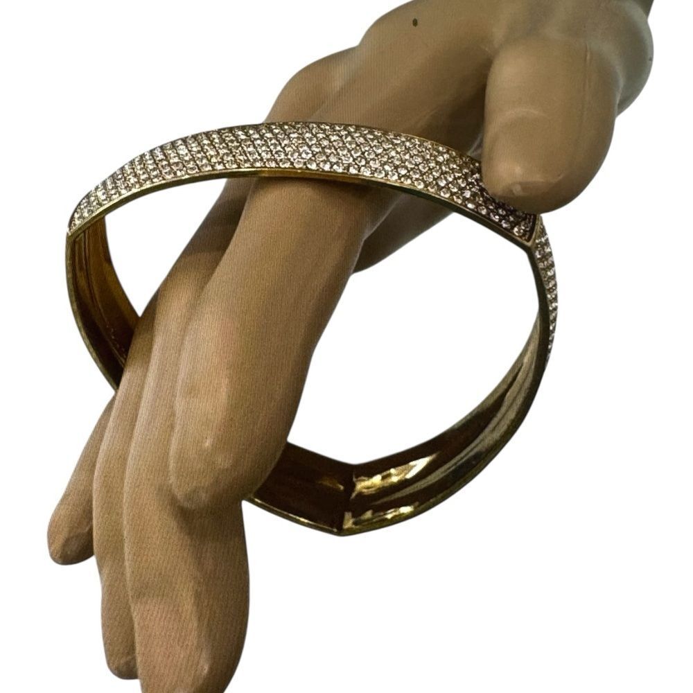 NEWโRebecca Minkoff Brass Tone Triangle Shape Crystal Rhinestone Bangle Bracelet
